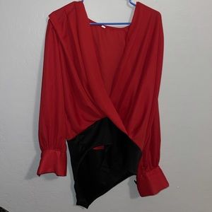 Red and black bodysuit